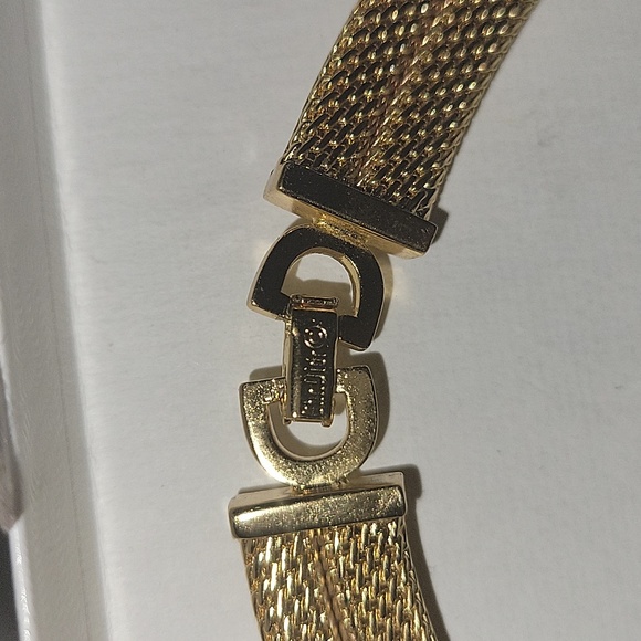 Vtg Christian Dior Statement Yellow Rhinestone Gold Tone Collar Necklace - Picture 5 of 7